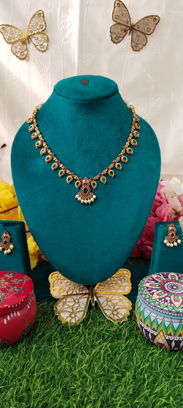 new trendy kundan Mango Leaf necklace