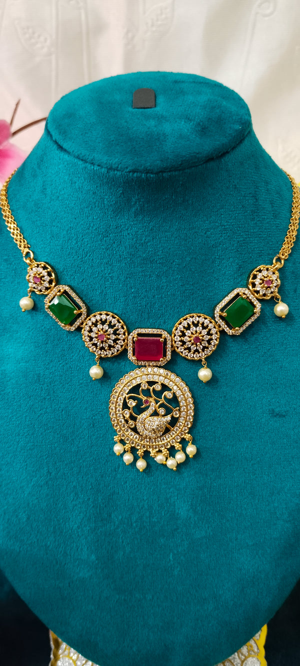 new trendy jada kundan swan locket design nacklace