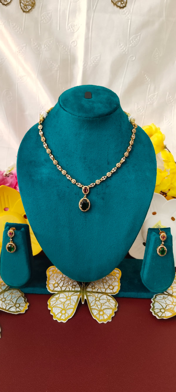 Green stone Kundan Locket design with multi colour
