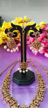 Laxmi Devi jewelry set (long and short combo)—short, detailed, and luxury catalog style: