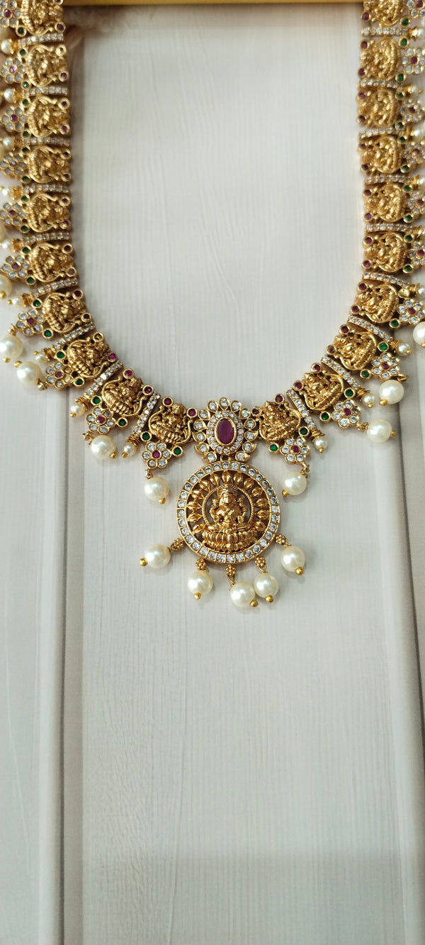 gold-plated long haram features rich traditional craftsmanship with elegant motifs and a radiant finish