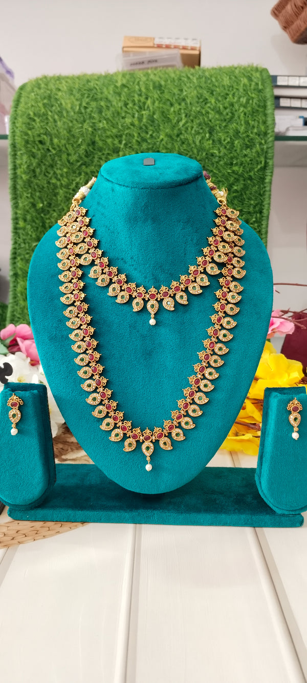 traditional gold-plated mango leaves combo set designed