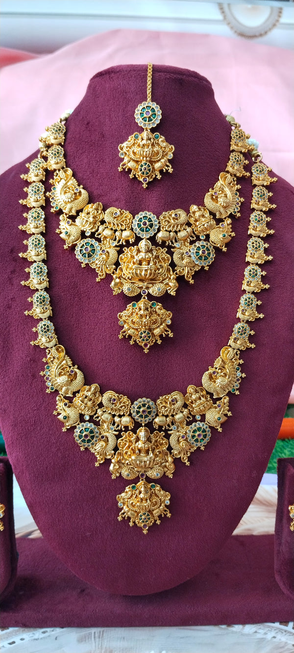 Premium one gram gold Subh Laxmi locket combo set with rich detailing