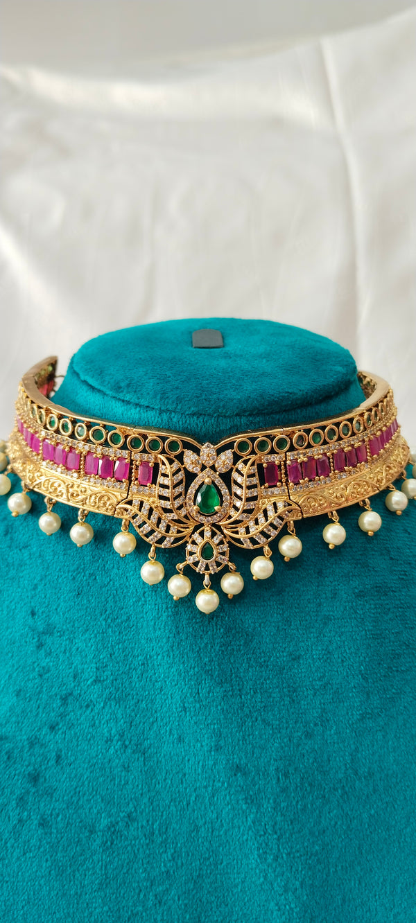 premium lotus choker is meticulously crafted with delicate floral motifs