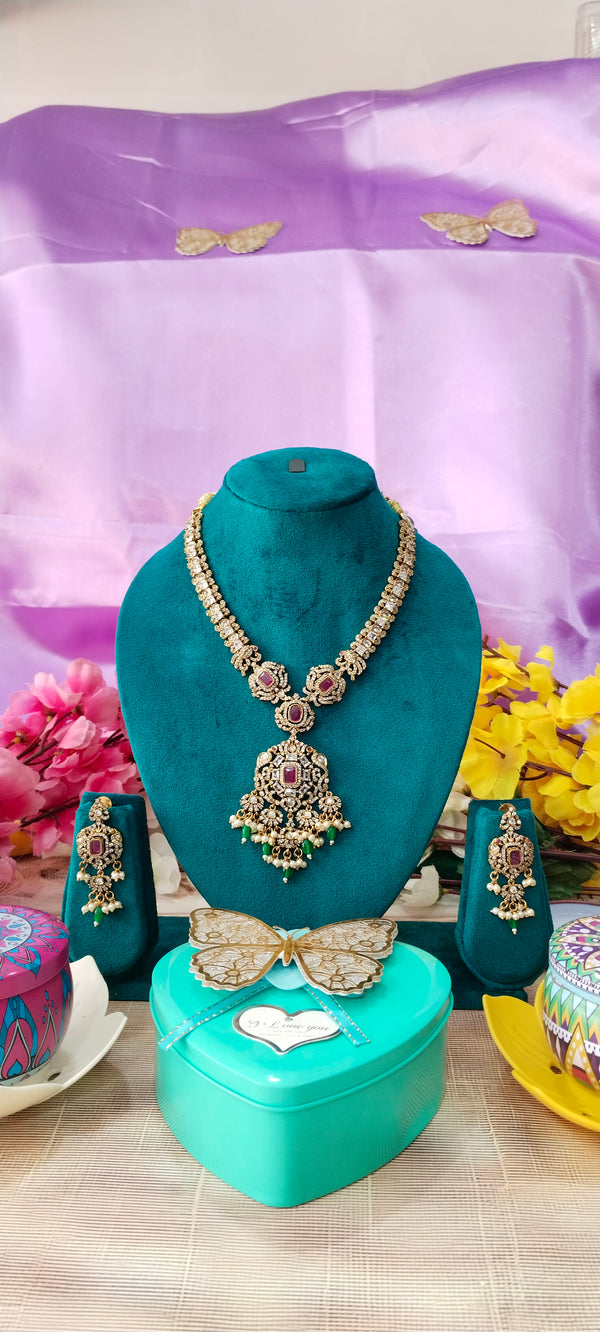 stunning CZ stone necklace features high-grade cubic zirconia crystals arranged in a sleek