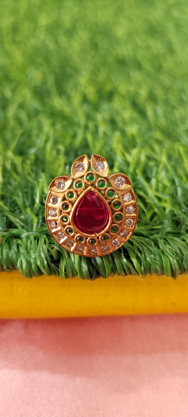 One Gram Gold Stone-Studded Finger Ring