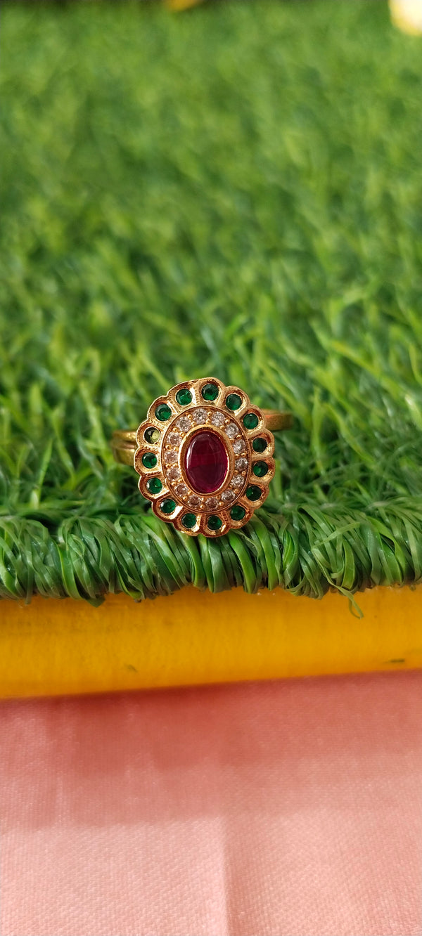 Gold plated Cz Stone-Studded Finger Ring