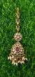 Gold-Plated & White Kundan-Studded Pearl Beaded Maang Tikka
