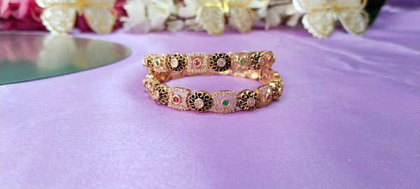 Elegant 1-Gram Gold Bangle with floral designs