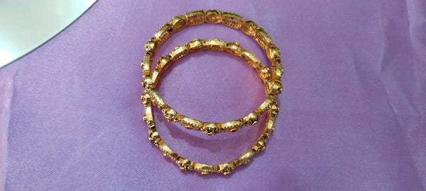 Elegant 1-Gram Gold Bangle with floral designs
