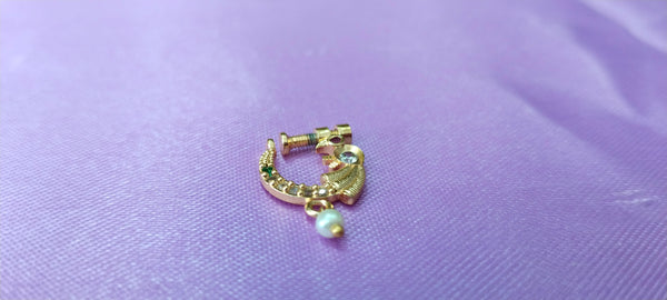 Peacock nose ring with pearl
