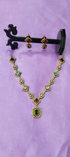 Victorian Multi colour A.D Diamond necklace with matching earrings