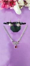 Cz silver necklace chain with matching earrings
