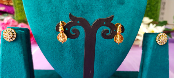 One gram gold Laxmi Devi kasula chocker with 2 pairs of earrings