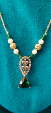 Cz and Green stone pendant with gold balls no earrings