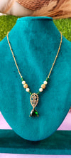 Cz and Green stone pendant with gold balls no earrings