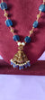 Long premium golden laxmi locket with dark blue beads chain - pendant only