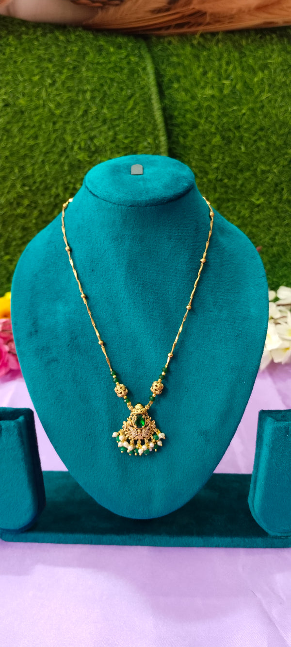 Nakshi balls green stone with gold plated pendant with no earrings