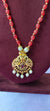 Red colour beads gold plated pendant with no earrings