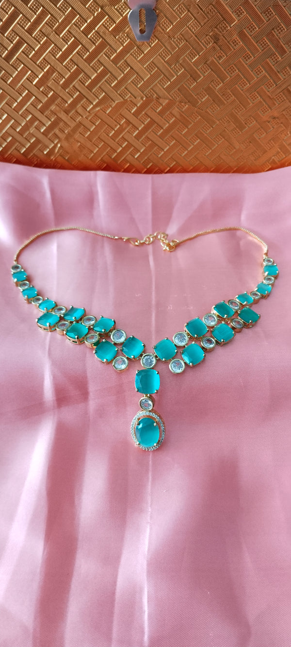 Stunning Green Stone Silver Necklace For Women