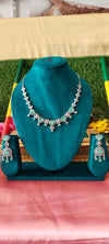 Adorable adorned with premium American Diamonds sea green necklace