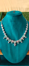 Adorable adorned with premium American Diamonds sea green necklace