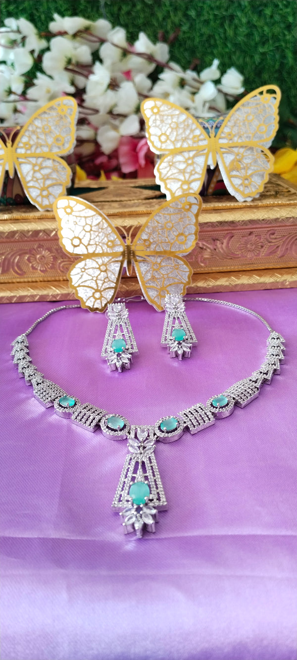 Stunning American Diamond Rich floral elegant modern design necklace