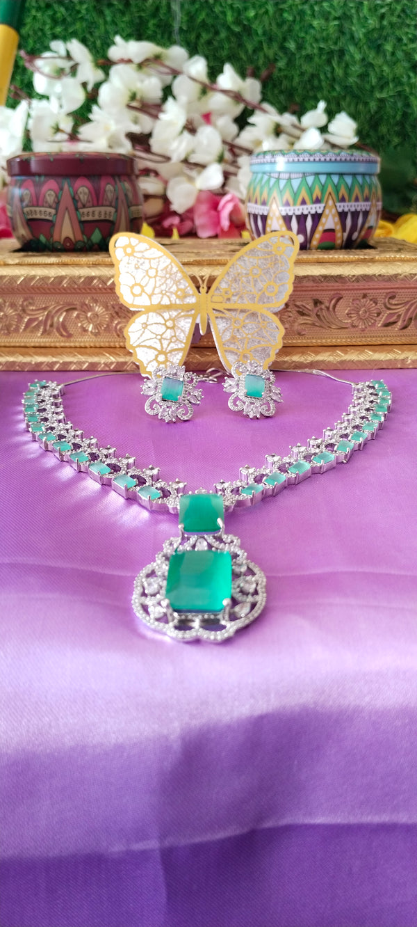 Floral stylish elegant american diamond haram