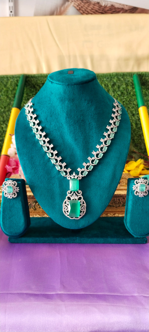 Floral stylish elegant american diamond haram