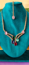 Rich Mehendi polish fashion design multi colour necklace with mangtikka