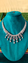 Silver Rich A.D blue & white colour Kundan ball necklace