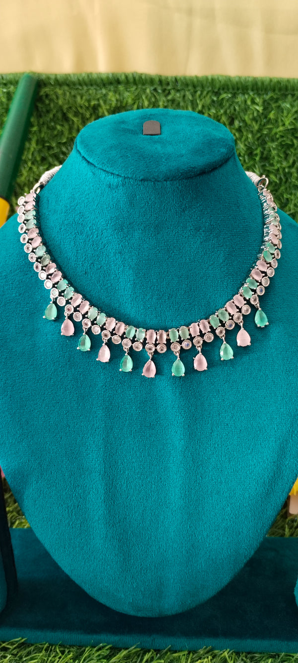 Rich American Diamond multi colour necklace