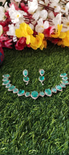 Silver Rich A.D Sea Green necklace with matching earrings