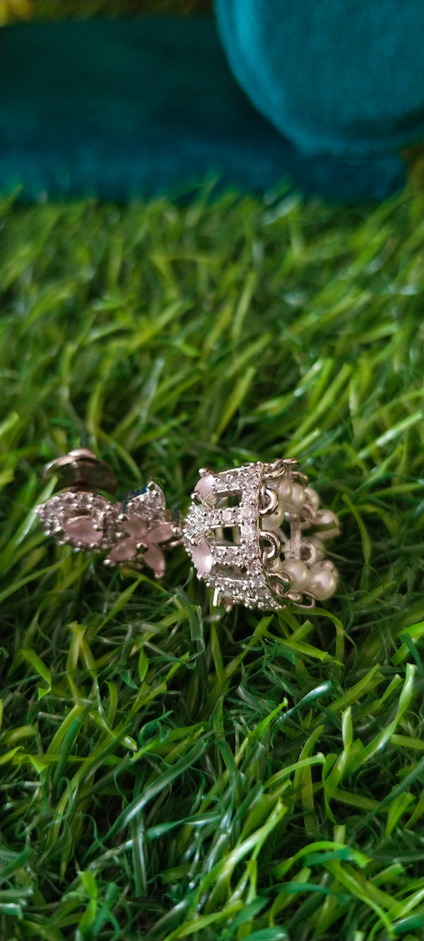 brilliant ethnic American Diamond silver earring