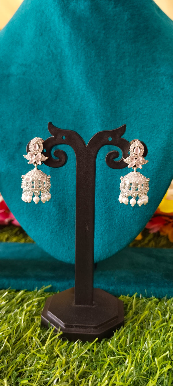 brilliant ethnic American Diamond silver earring