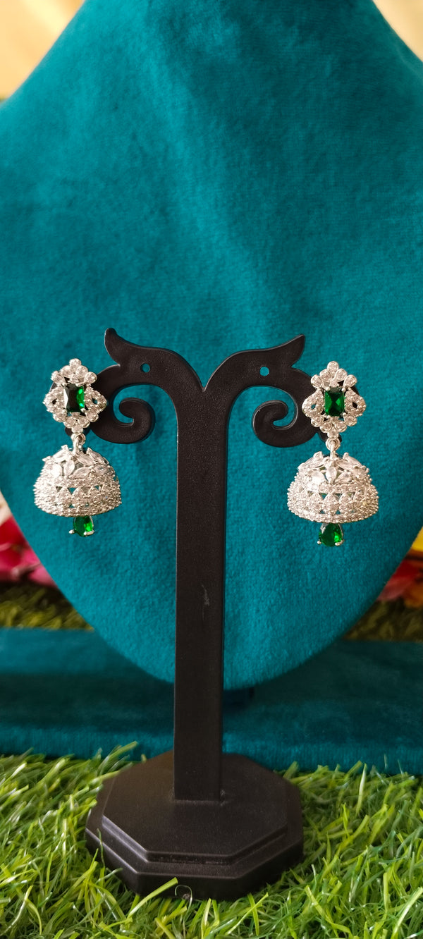 A.D Silver Green Colour high-quality Earrings