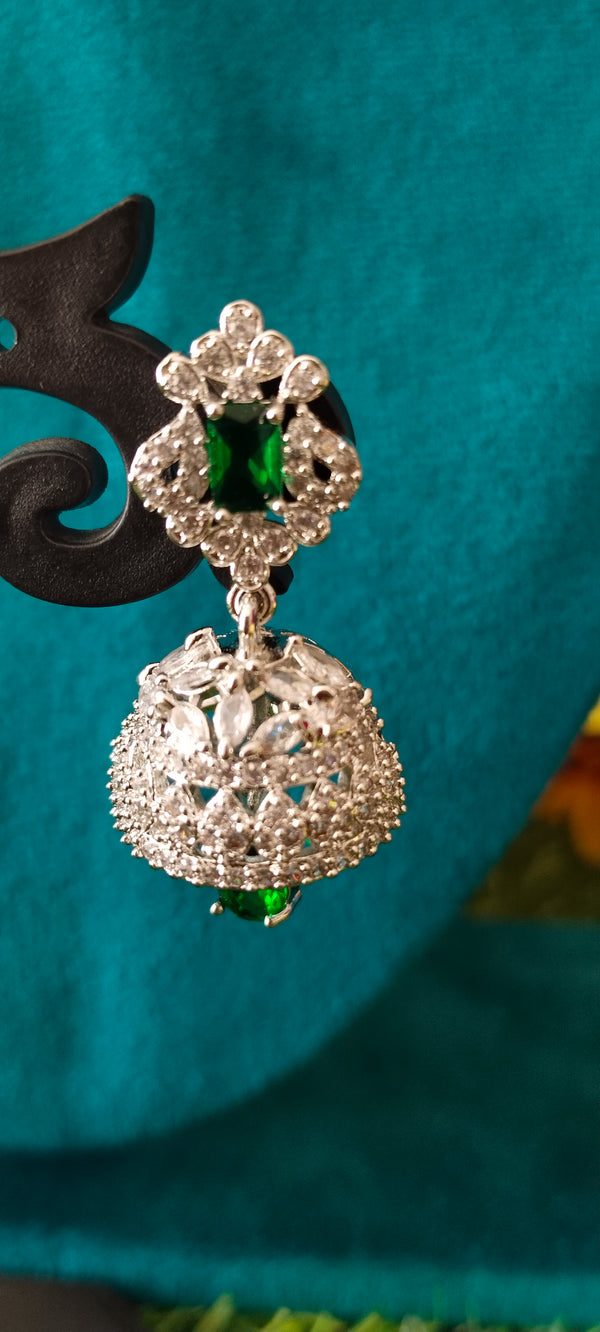 A.D Silver Green Colour high-quality Earrings