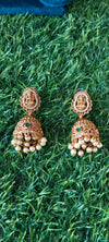 Beautiful Lakshmi Devi earrings adorned with pearls