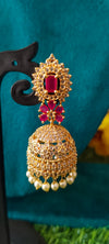 Antique Gold CZ Stone Jhumka
