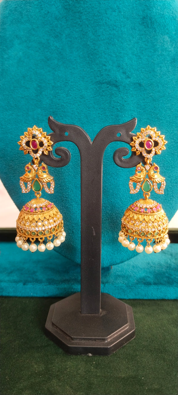 Peacock gold plated earrings