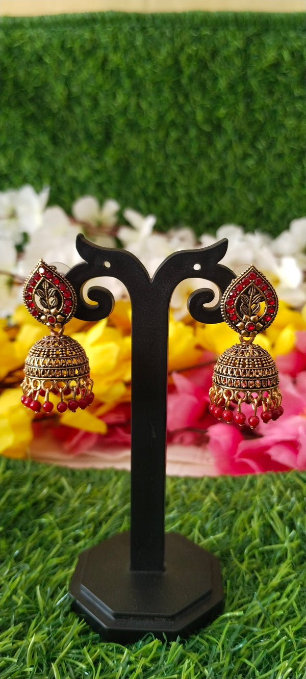Oxidized earrings with res stone