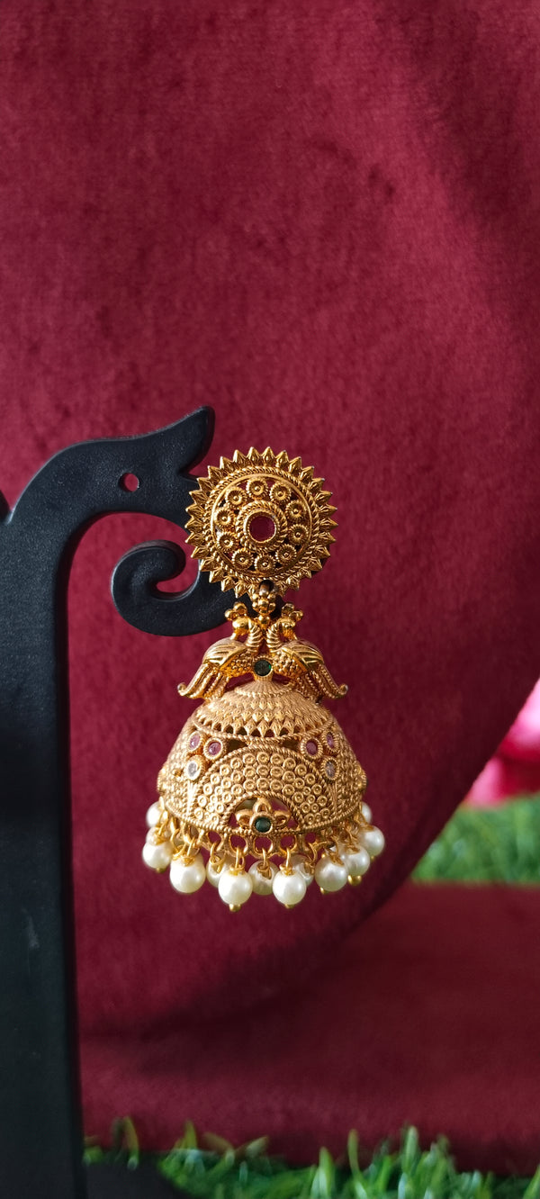 casual and traditional events gold-plated butta earrings