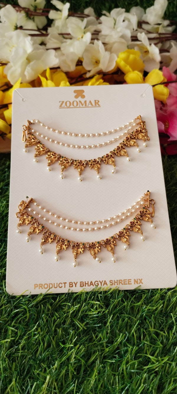 gold-plated Champa Charalu floral motif with intricate detailing