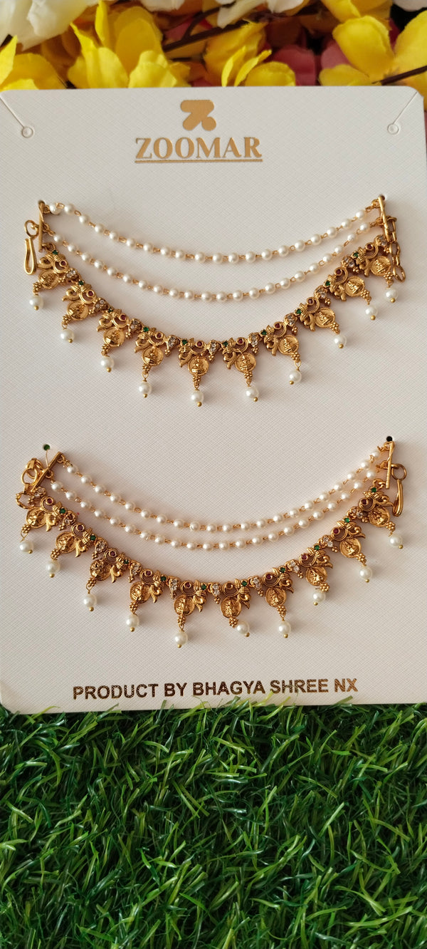 gold-plated Champa Charalu floral motif with intricate detailing