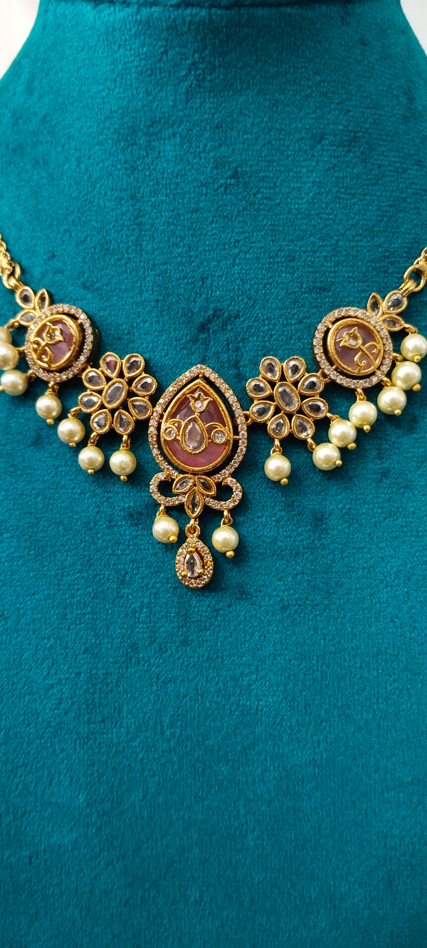 Kundan new Design necklace of light Pink