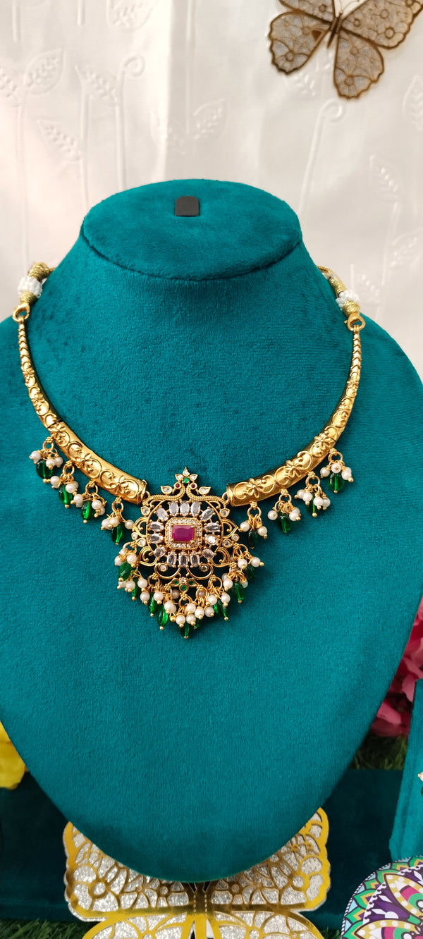 new trendy Kante Model Green Necklace