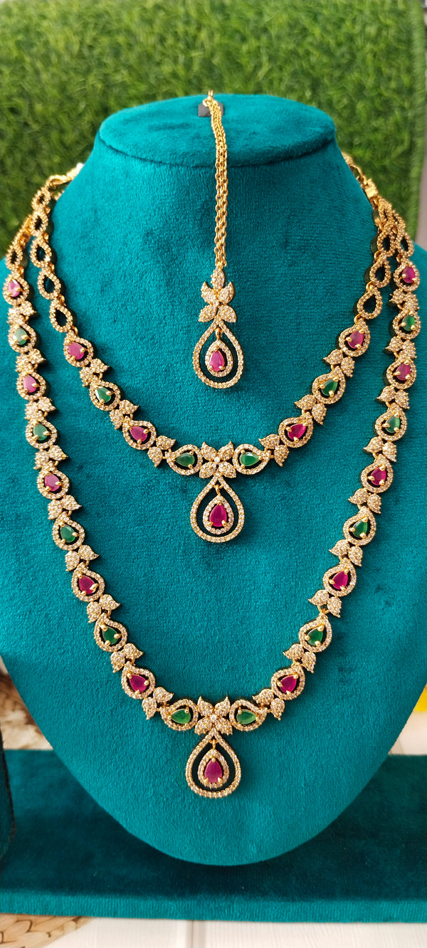 beautiful gold-plated combo set embellished with sparkling CZ stones