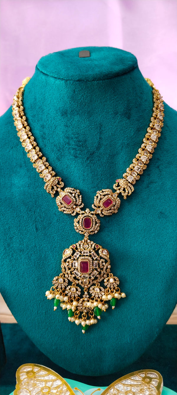 stunning CZ stone necklace features high-grade cubic zirconia crystals arranged in a sleek