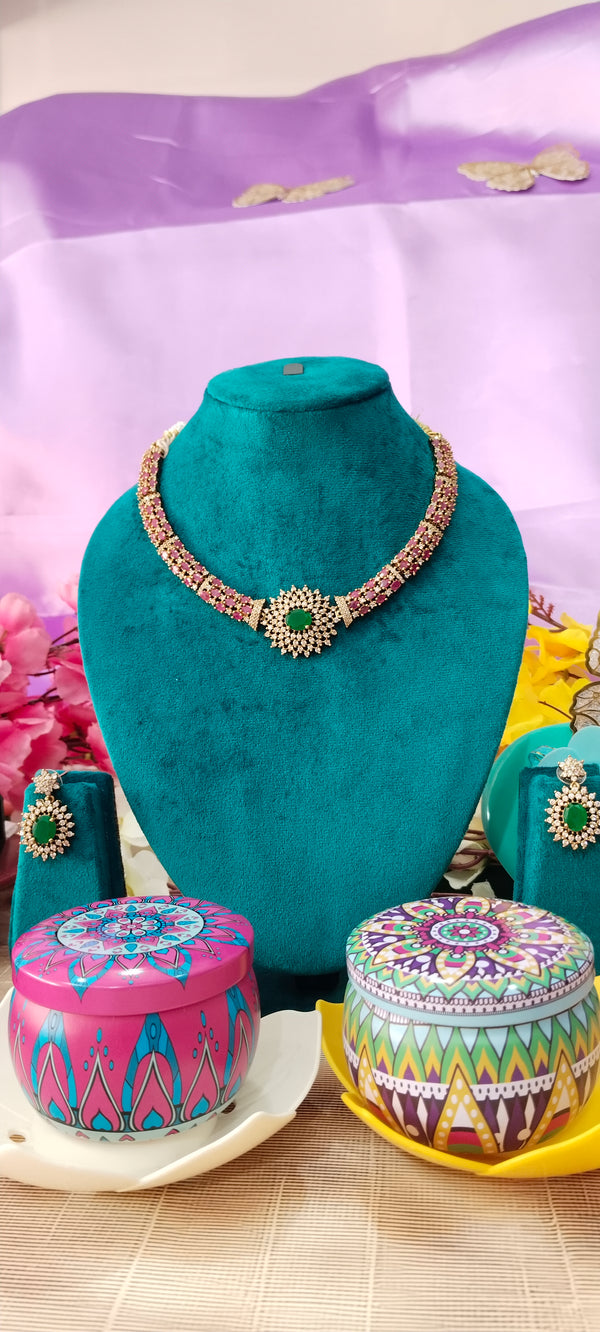 dazzling CZ stone choker featuring brilliantly cut stones for a sparkling, elegant look