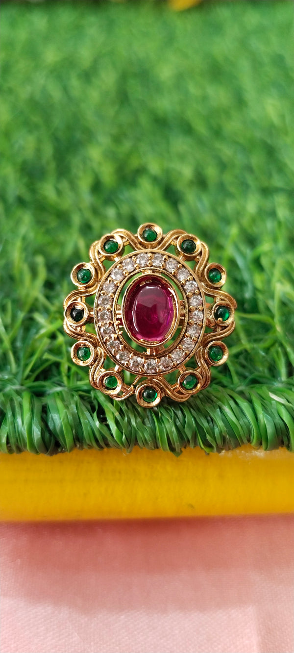 One Gram Gold cz stone Adjustable Finger Ring